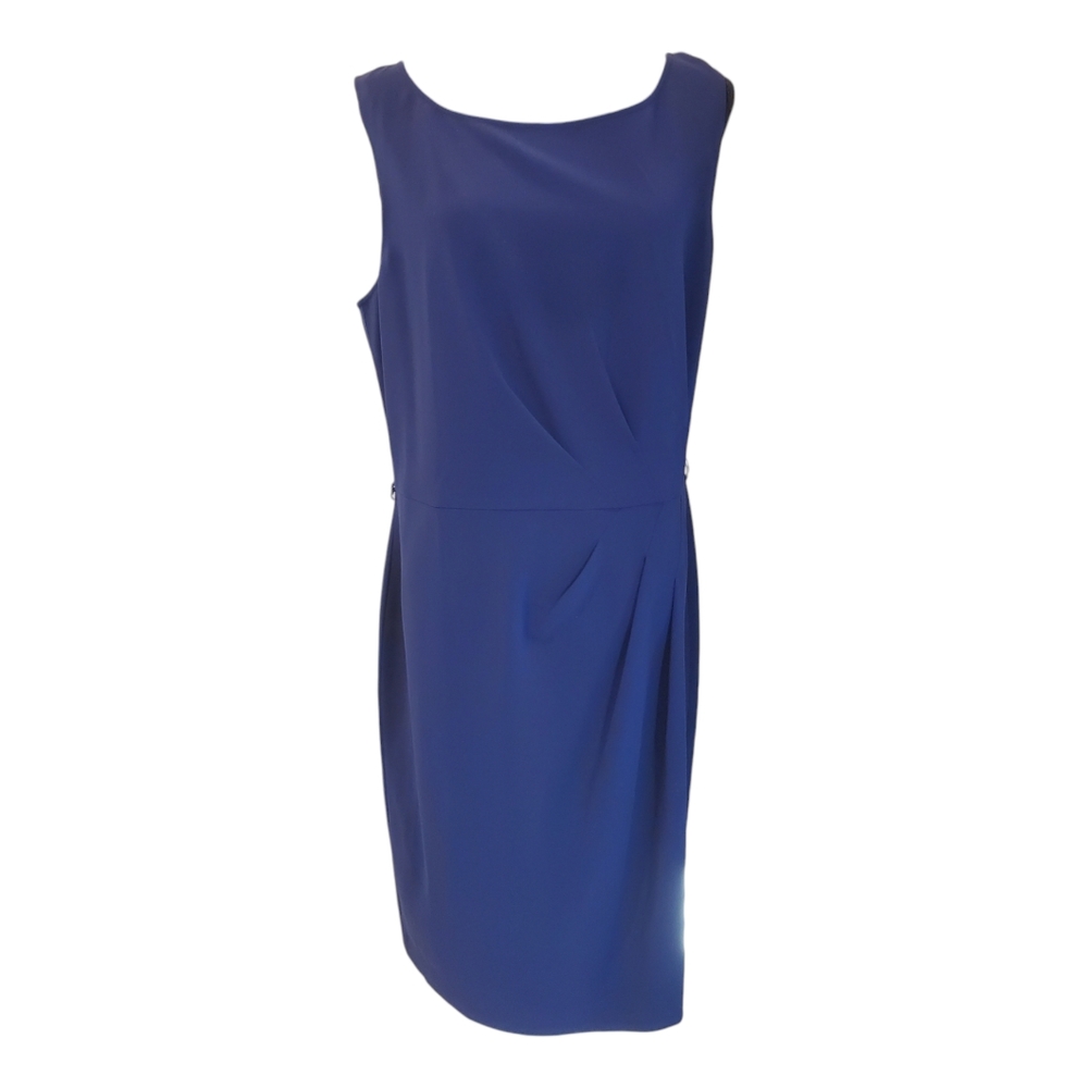 Saint John Navy Sleeveless Dress Gathered at the Waist Size 16